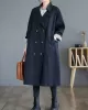 Buttoned Pockets Long Sleeves Loose Notched Collar Trench Coats