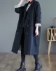 Buttoned Pockets Long Sleeves Loose Notched Collar Trench Coats