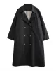 Buttoned Pockets Long Sleeves Loose Notched Collar Trench Coats