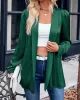 Solid Color Long Sleeves Loose Collarless Outerwear