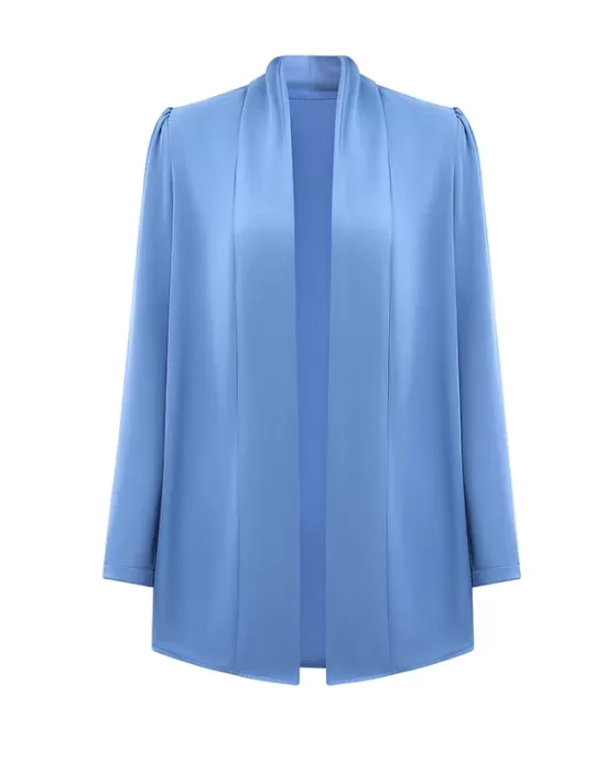 Solid Color Long Sleeves Loose Collarless Outerwear