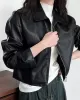 Solid Color Zipper Long Sleeves Loose Lapel Collar Outerwear Jackets&Coats