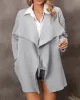 Solid Color Batwing Sleeves Long Sleeves Lapel Outerwear