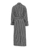 Houndstooth Split-back Split-Joint Tied Waist Long Sleeves Loose Lapel Trench Coats