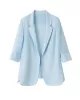 Solid Color Split-Side Sun Protection Long Sleeves Loose Notched Collar Outerwear Blazer