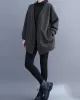 Pockets Solid Color Long Sleeves Loose Collarless Outerwear