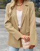 Solid Color Split-Joint Long Sleeves Loose Lapel Outerwear Blazer