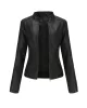 Buttoned Pockets Zipper Long Sleeves Plus Size Stand Collar Outerwear Jackets