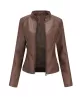 Buttoned Pockets Zipper Long Sleeves Plus Size Stand Collar Outerwear Jackets