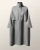 Batwing Sleeves High-Low Split-Joint High-Neck Cape Woolen Coat