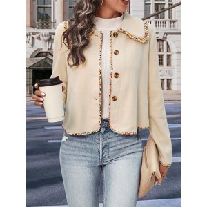 Buttoned Split-Joint Long Sleeves Loose Lapel Outerwear