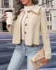 Buttoned Split-Joint Long Sleeves Loose Lapel Outerwear