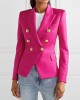 Buttoned Long Sleeves Notched Collar Outerwear Blazer