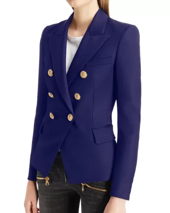 Buttoned Long Sleeves Notched Collar Outerwear Blazer