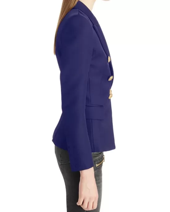 Buttoned Long Sleeves Notched Collar Outerwear Blazer