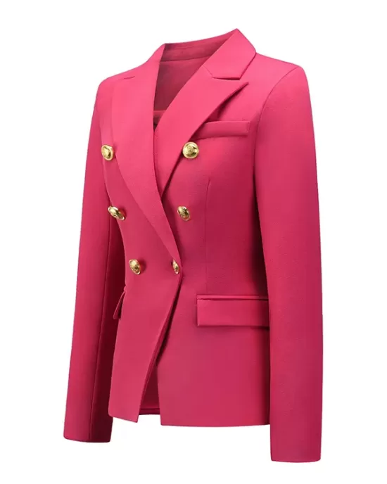 Buttoned Long Sleeves Notched Collar Outerwear Blazer