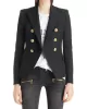 Buttoned Long Sleeves Notched Collar Outerwear Blazer