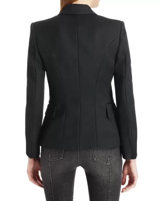 Buttoned Long Sleeves Notched Collar Outerwear Blazer