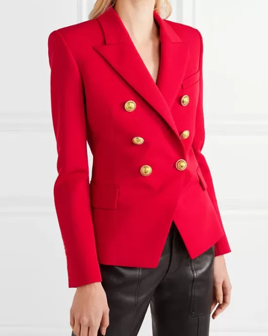 Buttoned Long Sleeves Notched Collar Outerwear Blazer