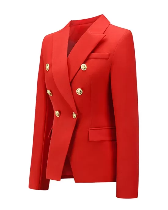 Buttoned Long Sleeves Notched Collar Outerwear Blazer