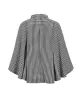 Houndstooth Tied Waist Batwing Sleeves Long Sleeves Stand Collar Outerwear Cape