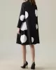 Long Sleeves Loose Asymmetric Buttoned Polka-Dot Tied Mock Neck Jackets&Coats Midi Dresses Outerwear