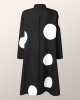 Long Sleeves Loose Asymmetric Buttoned Polka-Dot Tied Mock Neck Jackets&Coats Midi Dresses Outerwear