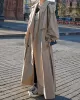 Buckle Buttoned Split-Back Tied Waist Long Sleeves Loose Lapel Trench Coats Outerwear