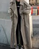 Buckle Buttoned Split-Back Tied Waist Long Sleeves Loose Lapel Trench Coats Outerwear