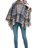 Fringed Hooded Keep Warm Plaid Shawl&Cloak Cape