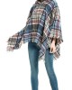 Fringed Hooded Keep Warm Plaid Shawl&Cloak Cape