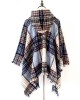 Fringed Hooded Keep Warm Plaid Shawl&Cloak Cape