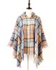 Fringed Hooded Keep Warm Plaid Shawl&Cloak Cape