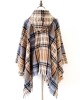 Fringed Hooded Keep Warm Plaid Shawl&Cloak Cape