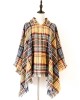 Fringed Hooded Keep Warm Plaid Shawl&Cloak Cape