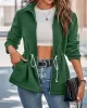 Drawstring Solid Color Velvet Zipper Long Sleeves Loose Stand Collar Outerwear