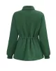 Drawstring Solid Color Velvet Zipper Long Sleeves Loose Stand Collar Outerwear