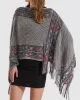 Asymmetric Tasseled Loose V-Neck Shawl&Cloak Cape