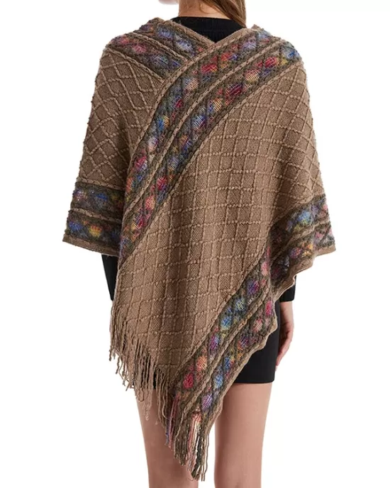 Asymmetric Tasseled Loose V-Neck Shawl&Cloak Cape