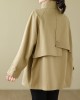 Asymmetric Buttoned Pockets Solid Color Split-Joint Long Sleeves Loose Stand Collar Trench Coats Outerwear