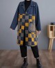 Buttoned Fringed Plaid Pockets Split-Joint Long Sleeves Loose Notched Collar Denim Outerwear