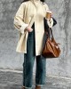 Pockets Solid Color Long Sleeves Loose Stand Collar Trench Coats Outerwear