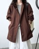 Pockets Solid Color Long Sleeves Loose Stand Collar Trench Coats Outerwear