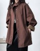 Pockets Solid Color Long Sleeves Loose Stand Collar Trench Coats Outerwear