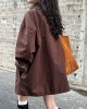 Pockets Solid Color Long Sleeves Loose Stand Collar Trench Coats Outerwear