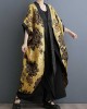 Flower-Embellished Chinese Frog Buttons Pleated Split-Joint Batwing Sleeves Loose V-Neck Outerwear