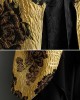 Flower-Embellished Chinese Frog Buttons Pleated Split-Joint Batwing Sleeves Loose V-Neck Outerwear