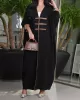 Contrast Color Muslim Split-Joint Loose V-neck Muslim Abaya Cover-Ups Tops