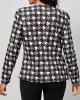 Houndstooth Pockets Long Sleeves Loose V-neck Outerwear Blazer