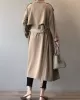 Khaki&Black Vintage Notched Collar Thin Trench Coat